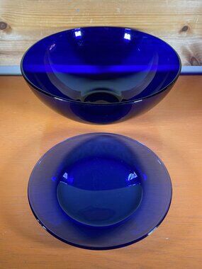 Vintage 2 Piece Place Setting Cobalt Blue Glass